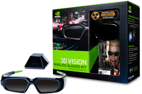 3d Vision Wireless Glasses Kit - Nvidia 3d Vision Kit 3d Glasses - Active Shutter (551x346), Png Download