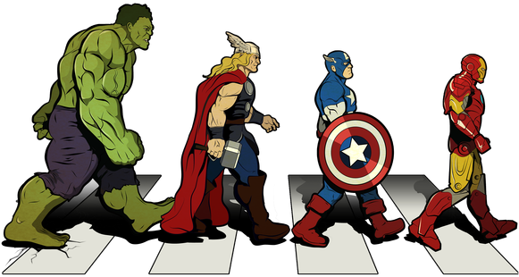 Avenger Road Abbey Road, Dbz, Logan, Avengers, Action - Super Heros Abbey Road (600x600), Png Download