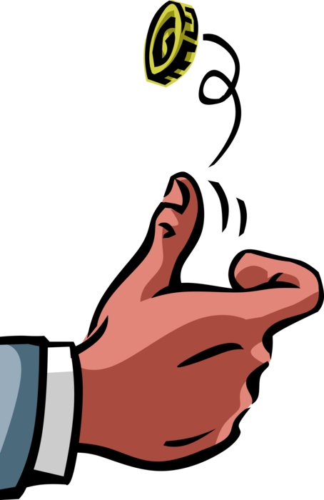Vector Illustration Of Decision Making Hand Flipping - Coin Flip Png (454x700), Png Download
