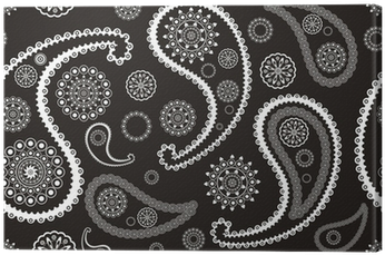 Retro Seamless Indian Black And White Paisley Vector - Black (400x400), Png Download