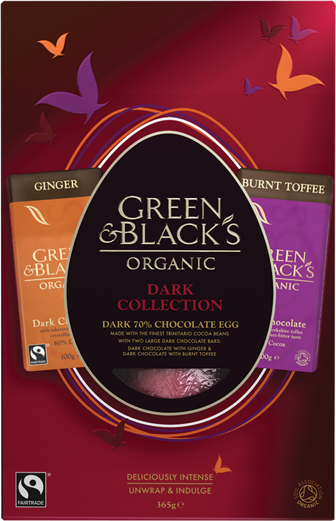 G&b's Organic Large Dark Egg - Green & Blacks Organic Dark Chocolate Egg 365g (1200x1200), Png Download