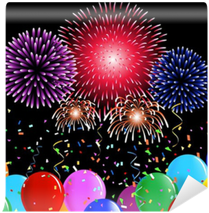 Fotomural Partido De Globos, Cintas De Confeti Y Fuegos - Balloon (400x400), Png Download