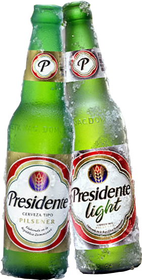 Presidente Y Presidente Light - Presidente Pilsner Type Beer Cerveza 12 Oz Glass Bottle (400x600), Png Download