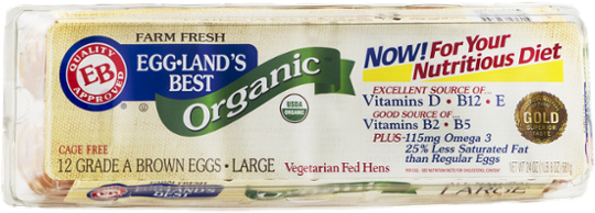 Eggland's Best Organic Cage Free Grade A Brown Eggs - Eggland's Best Organic Large Eggs (600x600), Png Download