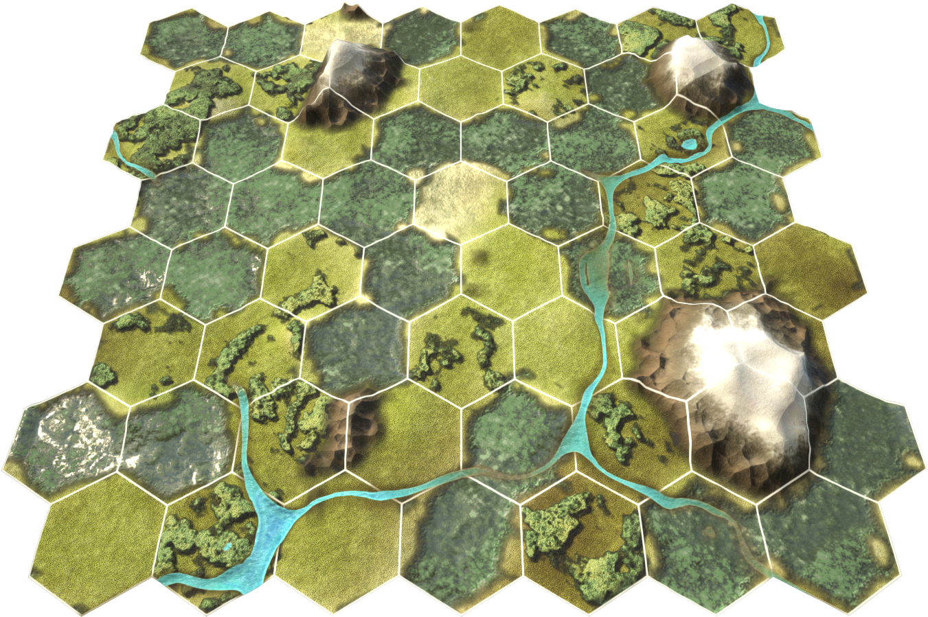 Hexagon Map1 Render13 - Hexagon (1350x1346), Png Download