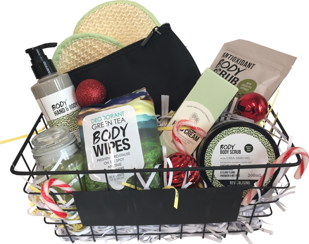 $60 Body Theme Gift Basket - Gift Basket (1028x810), Png Download