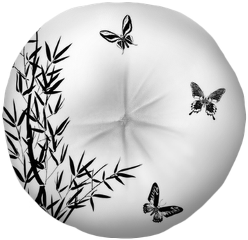 Bamboo And Four Butterflies Silhouettes Tufted Floor - Master Design Decals Bamboo Branch Vinyl Wall Decal (400x400), Png Download