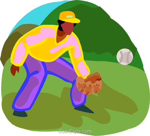 Baseball Player Catching A Ball Royalty Free Vector - Illustration (480x434), Png Download