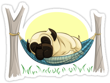 Pug In A Hammock Stickers By Anmgoug On Redbubble - Cafepress Pug In A Hammock Pillow Case (375x360), Png Download