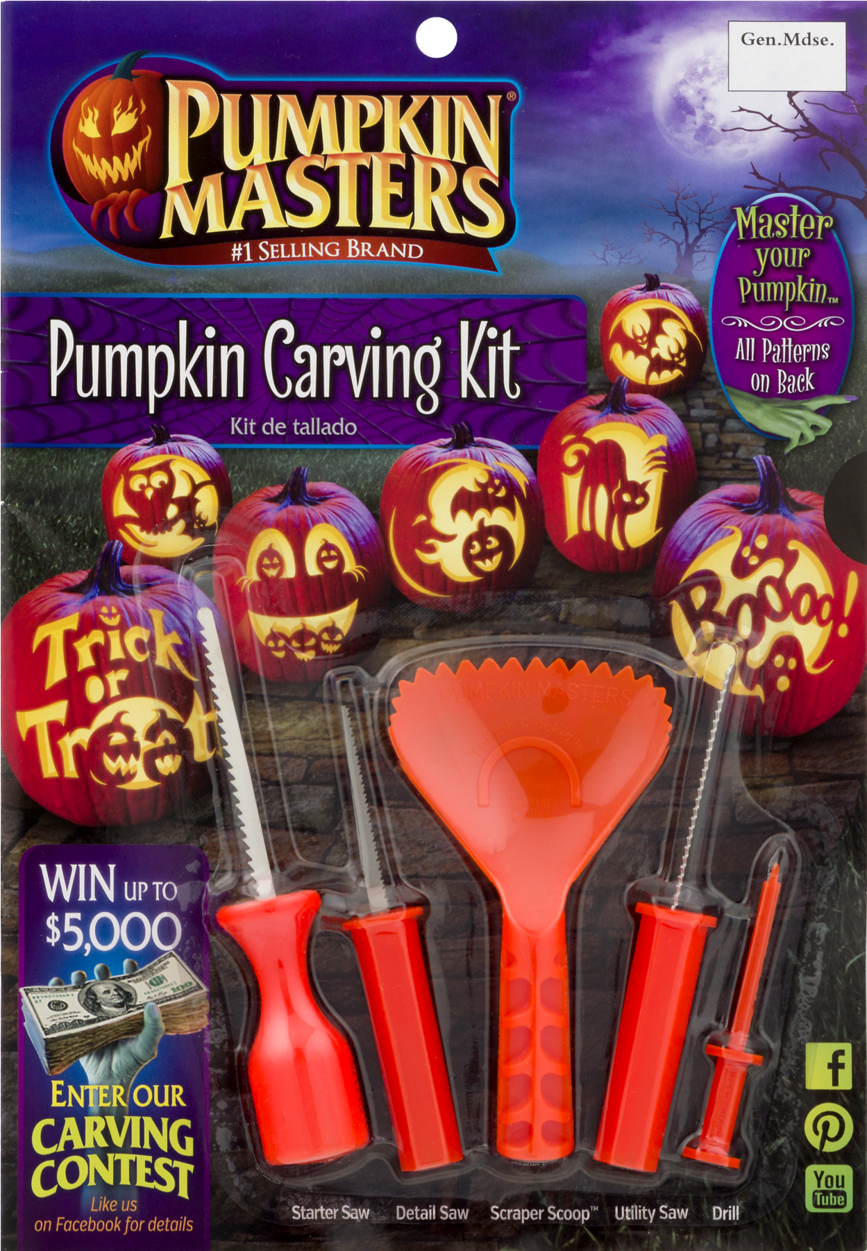 Pumpkin Masters Halloween Basic Carving Kit (1800x1800), Png Download