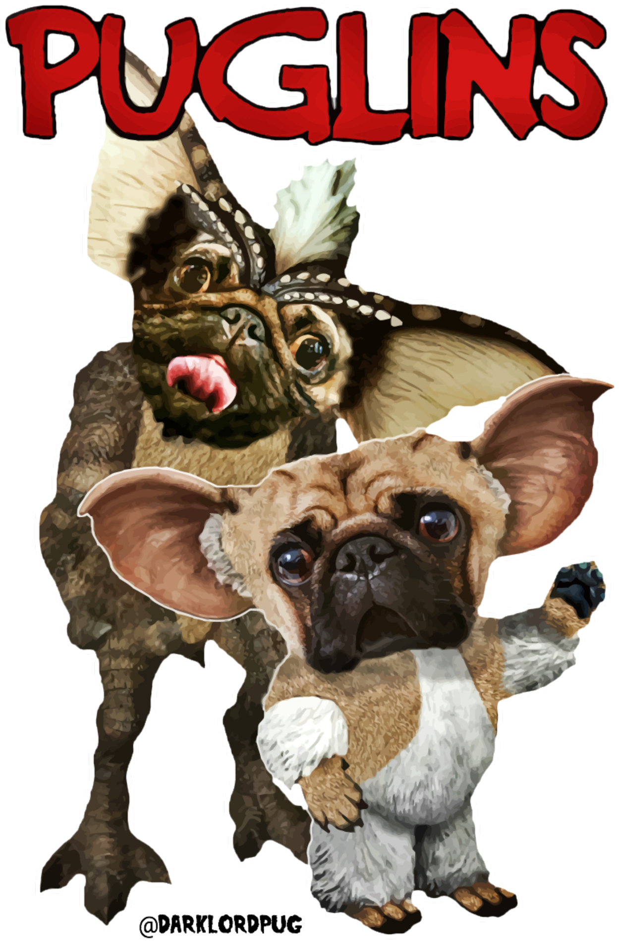 Puglins @darklordpug - Pug (1255x1920), Png Download