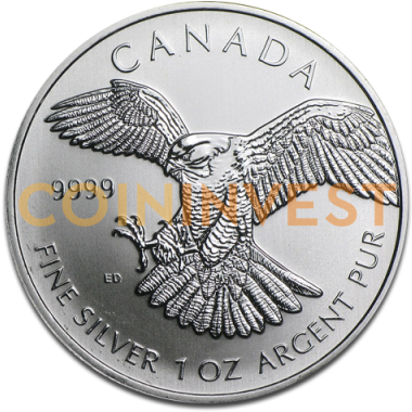 1 Oz Birds Of Prey Peregrine Falcon - Silver (400x400), Png Download
