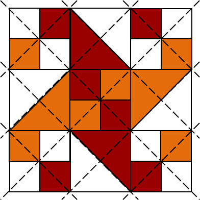Red And Orange Water Wheel Patchwork Block - Red (392x392), Png Download