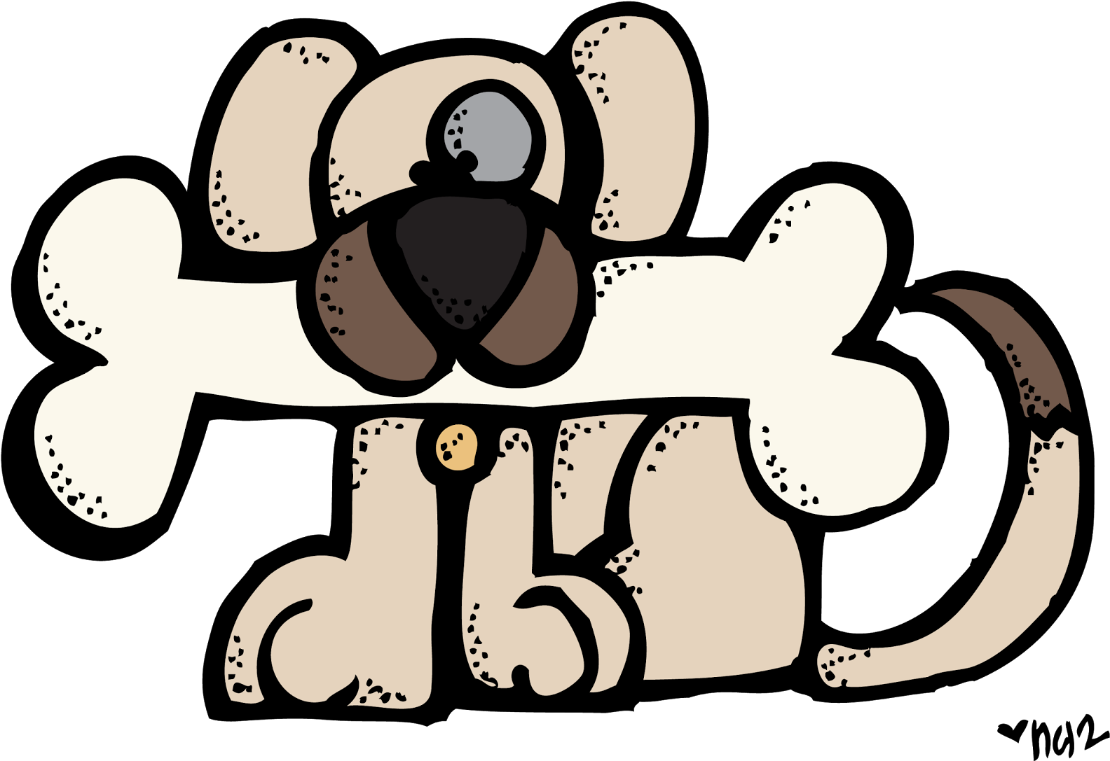 Free Dog Bone Clipart Png - Dog Clip Art Melonheadz (1600x1088), Png Download