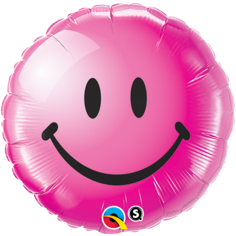 18" Redondo, Carita Feliz, Cereza Intenso - Pink Smiley Face Balloon (480x480), Png Download