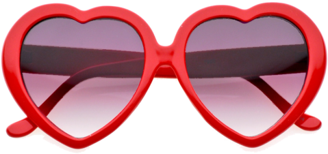 Large Oversized Womens Red Heart Shaped Sunglasses (500x266), Png Download