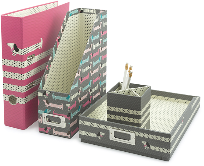 Pen Cup - Go Stationery Sausage Dog Desk Set Lever Arch,magazine (800x800), Png Download