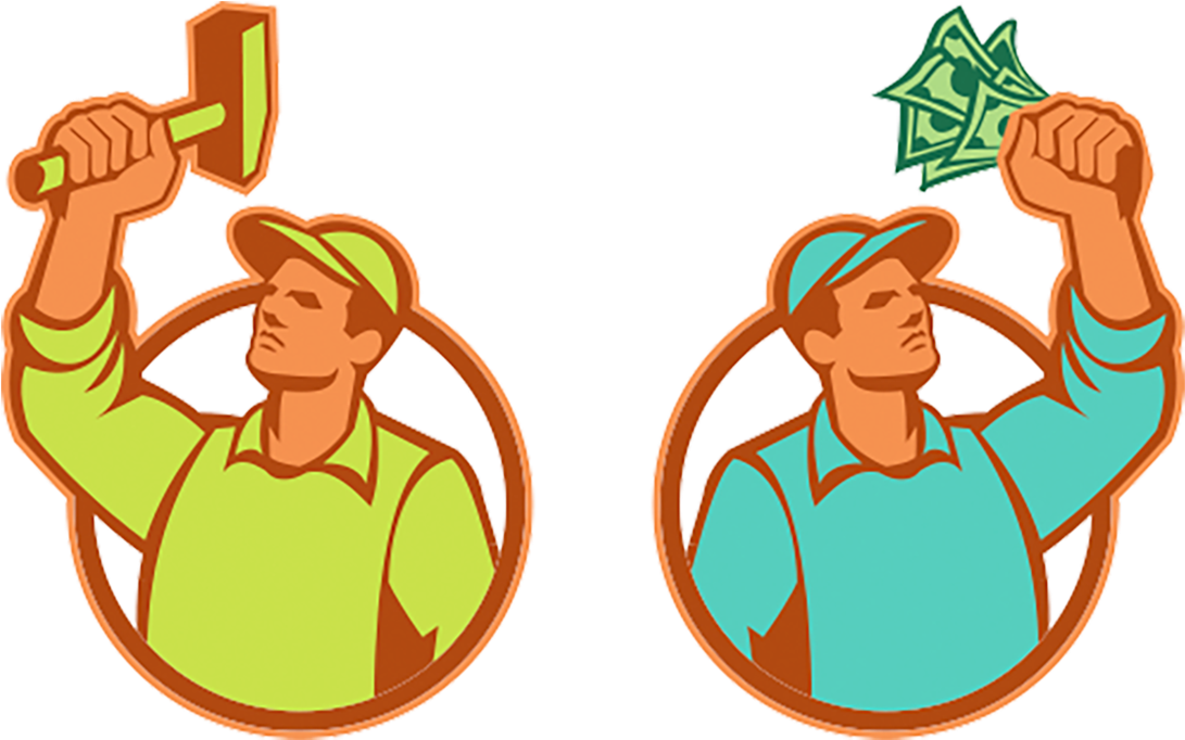 Worker Wielding Hammer Retro Banner (1100x689), Png Download