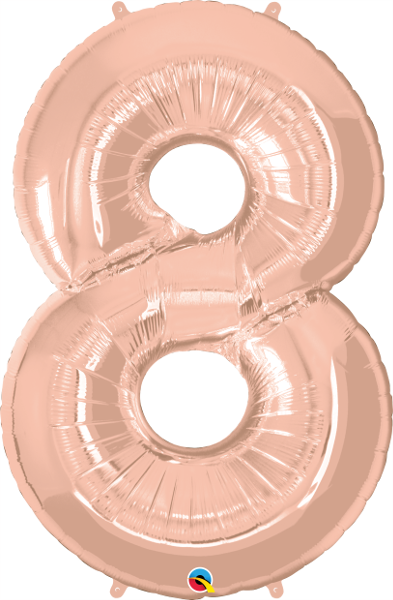 Rose Gold Number Eight 86cm Foil Balloon - Number Eight Gold Foil Balloon (393x600), Png Download