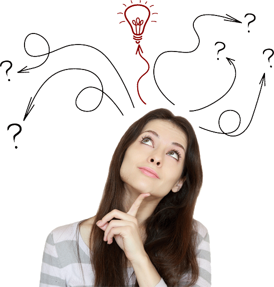 What Do You Prefer On Line Or Full Time Master - Women Thinking (547x574), Png Download