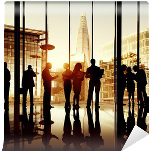 Silhouette Of Business People In London Office Wall - People Looking At Tall Building (400x400), Png Download