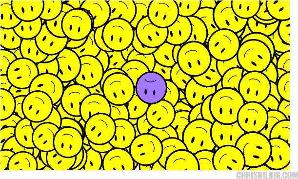 Purple Unhappy Face - Circle (633x388), Png Download