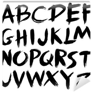 Hand Drawn Font,brush Stroke Alphabet,grunge Style - Paint Brush Font Style (400x400), Png Download