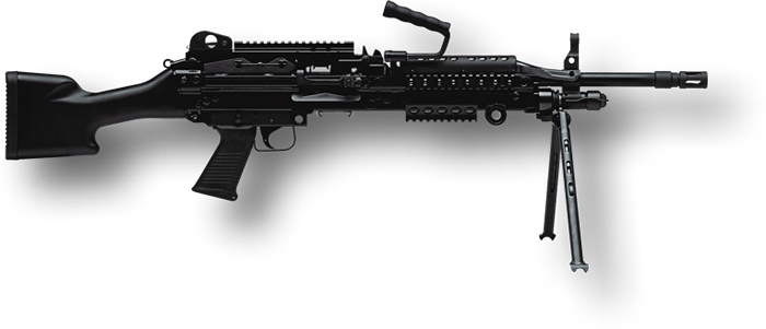 The Mk 48 Is A Lightweight Belt-fed Machine Gun, Firing - Fn Mk46 Mod 1 (700x301), Png Download