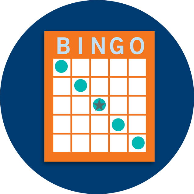 A Bingo Card Pattern Showing A Diagonal Line - Circle (637x637), Png Download
