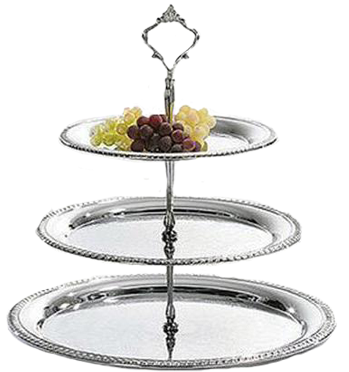 3-tier Chrome Tray - Distinctive Decor Chrome Plated Three Tier Dessert (500x547), Png Download