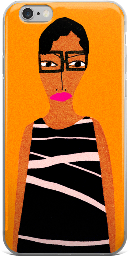 Woman With Black Dress On Orange (1000x1000), Png Download