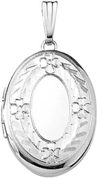 Wheat Border White Gold Locket - 14k Yellow Gold Satin Hand Engraved Princess Mara Locket (400x400), Png Download