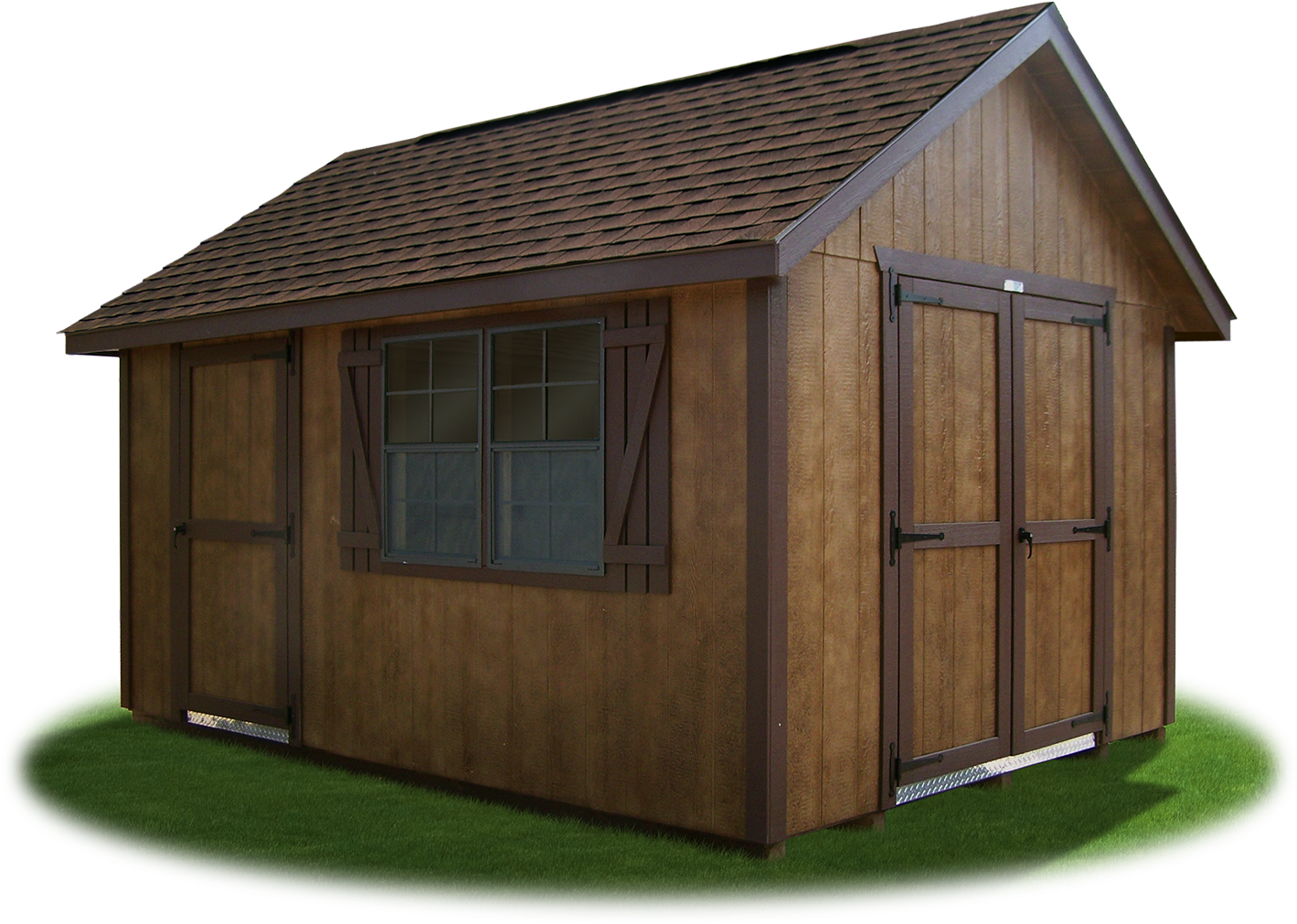 10 X 14 Lp Cape Cod Shed With Coffee Brown Polyurethane - Brown Shed With Black Trim (1500x1100), Png Download