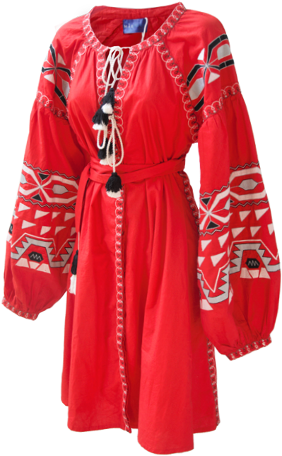 Geo Embroidered Tunic Dress - Dress (571x858), Png Download