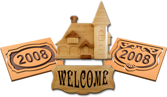Victorian House Plaque - Wooden Block (652x331), Png Download