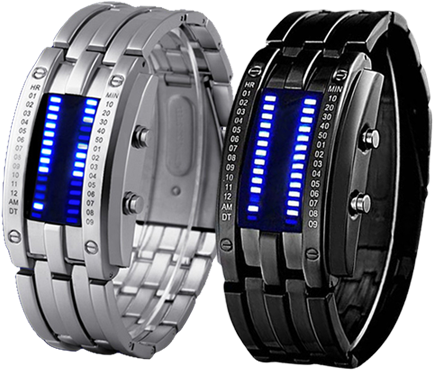 Led Wrist Watch - Luxury Waterproof Electronic Second Generation Binary (500x422), Png Download