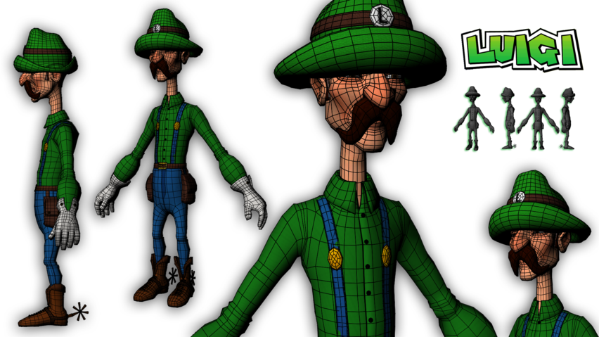 Luigi Character Modeling And Texturing 3d In Autodesk - Maya Luigi Modeling (852x479), Png Download