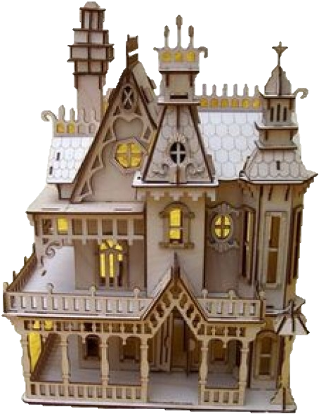Victorian Doll House - Victorian House Paper Model (600x600), Png Download