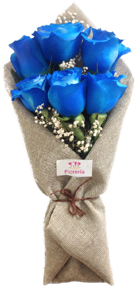 Ramo 6 Rosas F6 - Ramo De Flores Azules (1000x1000), Png Download