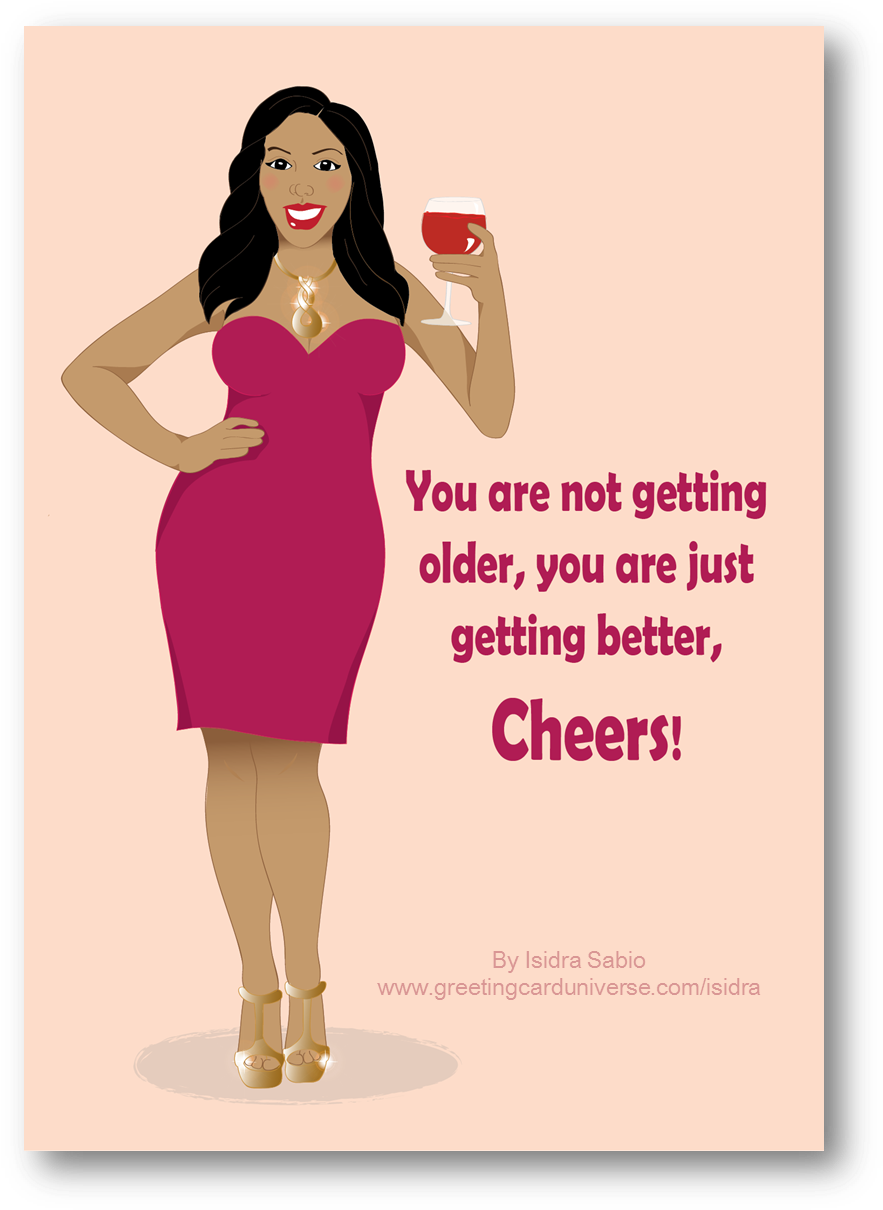 Birthday Card For Women Shows A Beautiful Curvy Black - Birthday Wishes Woman Funny (897x1222), Png Download