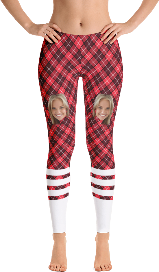 Ugly Leggings With Faces "red Plaid" - Imagineavalon Christmas Leggings, Christmas Clothing, (1000x1000), Png Download