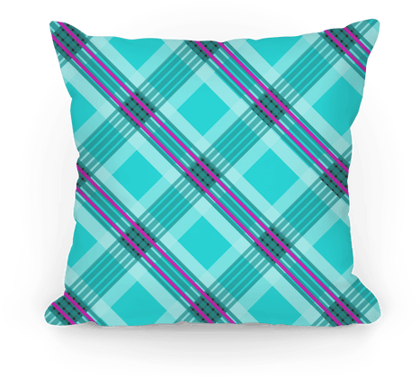 Cool Blue Plaid Pillow Pillow - Pillow (484x484), Png Download