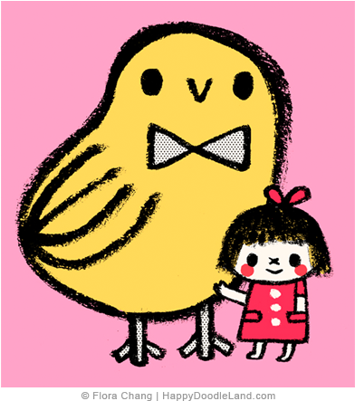 Big Bird And Girl © Flora Chang (701x499), Png Download