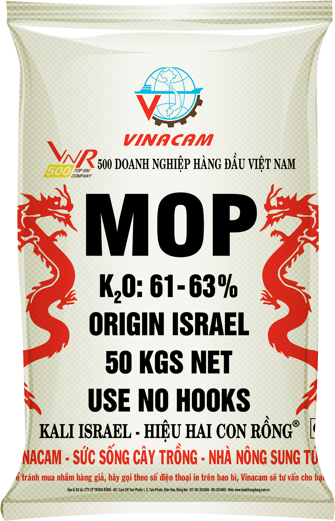 Phân Bón Kali Israel 2 Con Rồng - Vinacam (1500x2122), Png Download