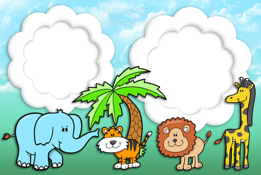 Animais-safari - Molduras Infantis Com Animais (898x602), Png Download
