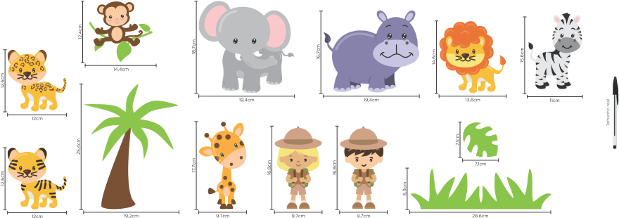 No Modelo Adesivo De Parede Safari, Tem Diversos Tamanhos, - Cartoon (900x309), Png Download