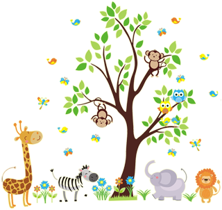 Cor Do Fundo - Animales De Selva Para Decoracion De Bebe (350x350), Png Download