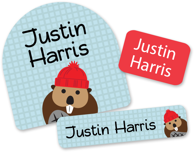 Day Camp Labels With Beaver And Toque - Cartoon (800x800), Png Download