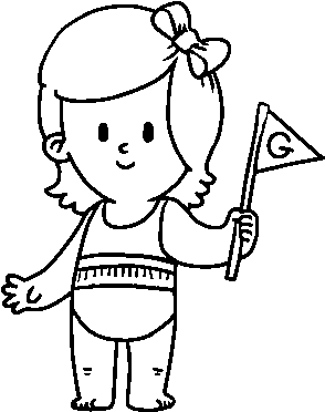 Dibujo De Niña Con Banderín Para Colorear - Niña Pequeña Dibujo (600x470), Png Download