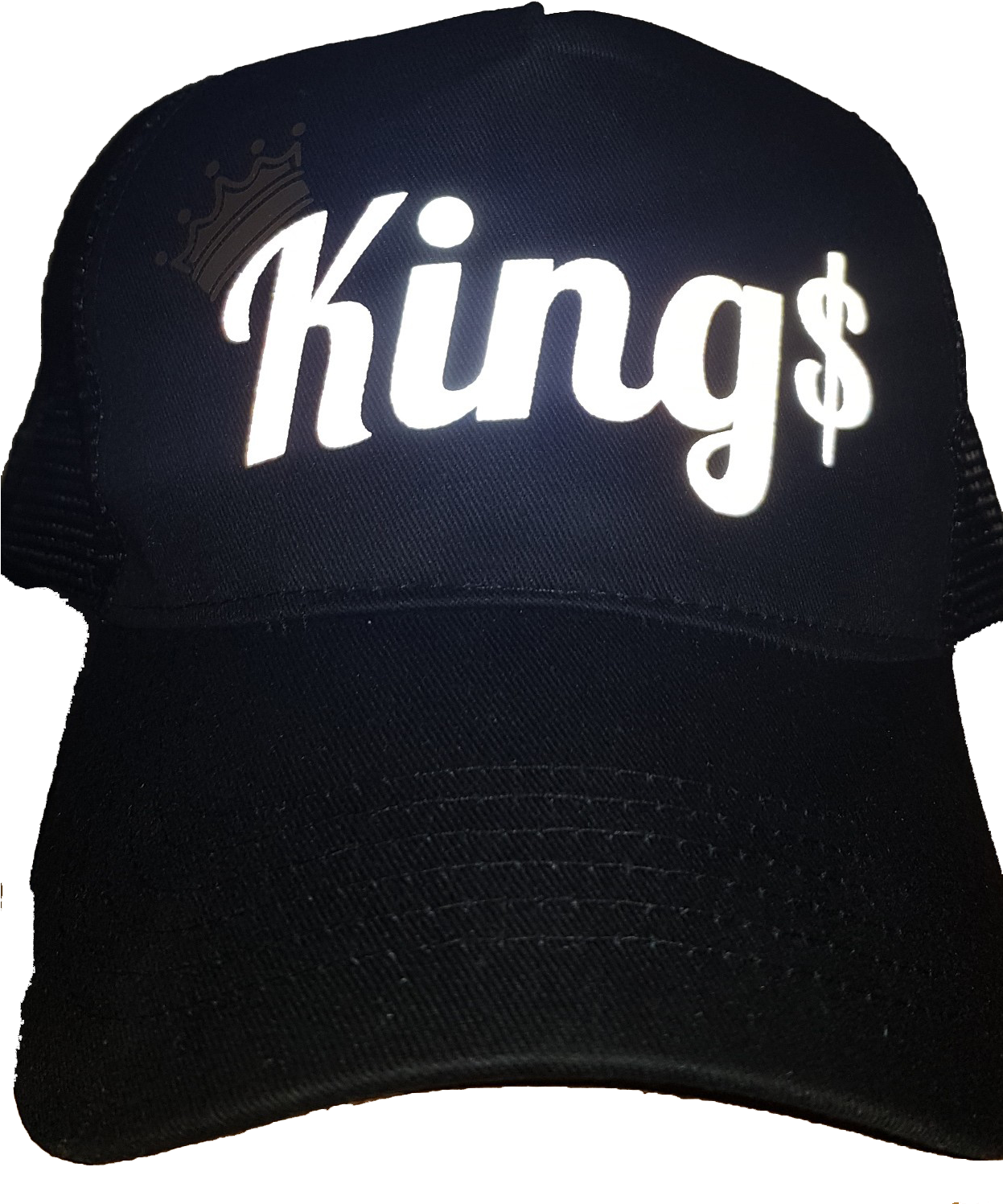 Image Of Black Reflective King$/queen$ Trucker Hat - Trucker Hat (1246x1528), Png Download